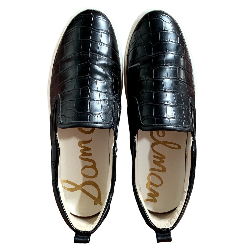Sam Edelman EDNA Loafer Womens Size 8M Black Crocodile Print Slip On Sneakers